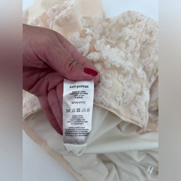 NWT Self-Portrait Sequin Ruffle Mini Dress Ivory White Size 6 - Picture 12 of 16